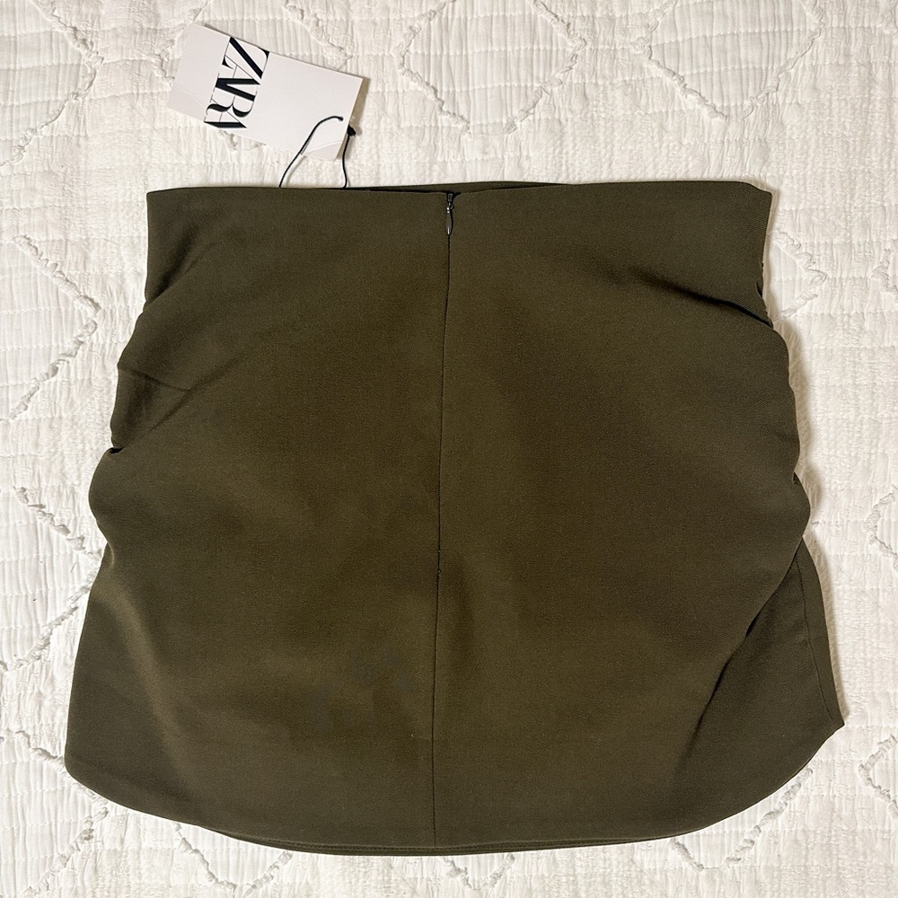 Zara Khaki Pleated Mini Skirt (Army Green) - Picture 5 of 5